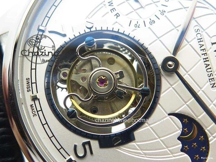 MIROTIME 0309 UrbanStyle Portuguese Tourbillon Power Reserve Moonphase SS White Dial On Black Leather Strap 7318